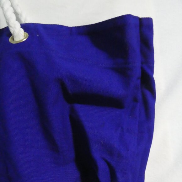 TRINA TURK BEACH TOTE | Blue Corduroy With Gold Seas The Day Print | NWOT - Picture 14 of 16